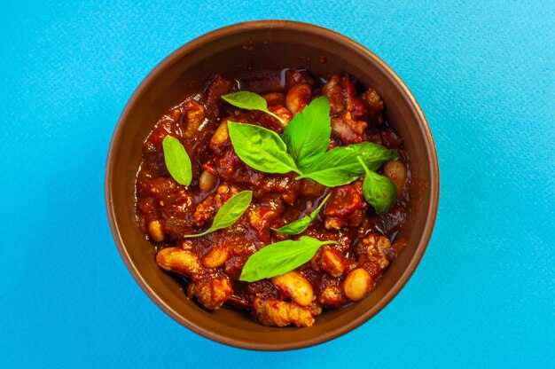 chili con carne clássico receita de prato tradicional nacional com feijão picado pimentão tomate americano