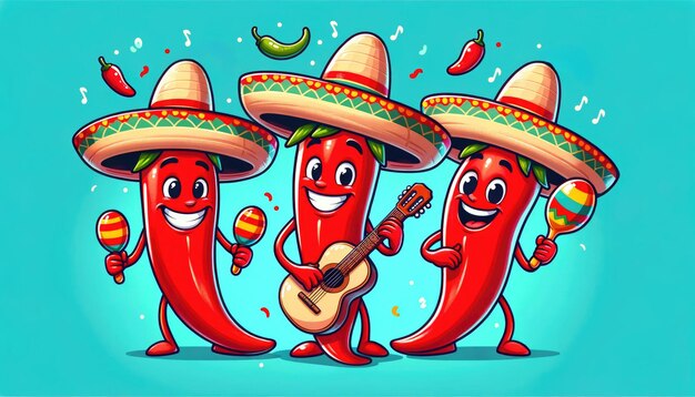 Chili-Pfeffer-Band mit Sombreros