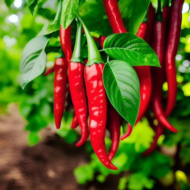 Foto chili vermelho em uma fazenda de perto