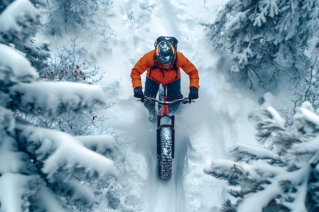 Chilled Thrills Un estilo de vida activo con Fatbiking en el invierno IA generativa