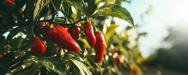 Chilli-Pfeffer auf dem Baum Gemüse, das in biologischen Bauernhöfen angebaut wird