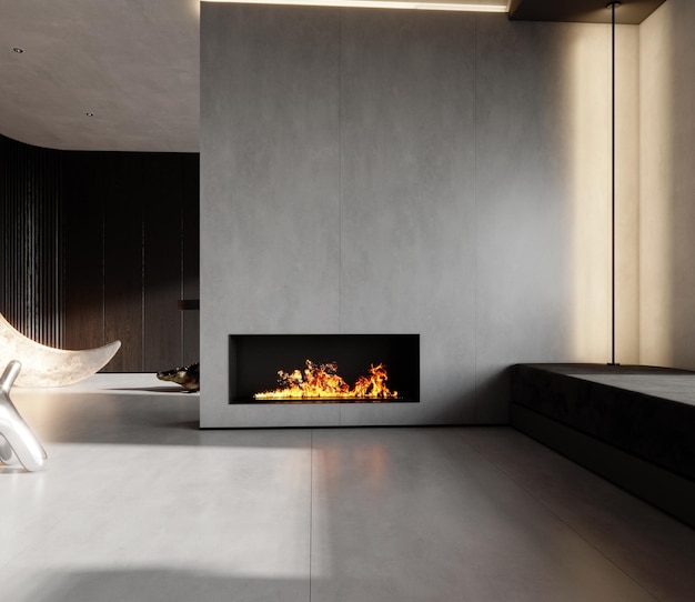 La chimenea moderna y minimalista