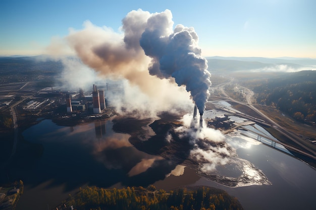 Chimeneas Altas Contaminación Del Aire Industrial