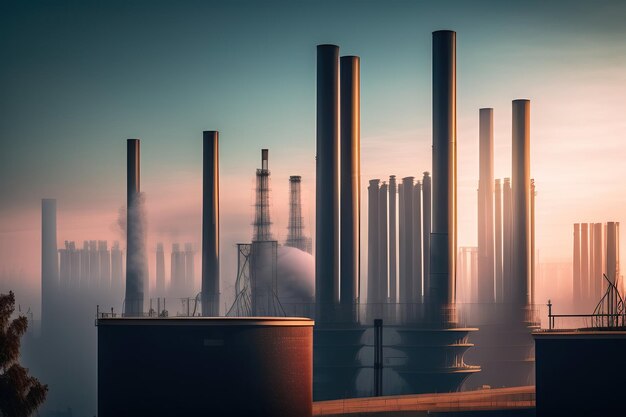 Chimeneas en una ciudad abarrotada