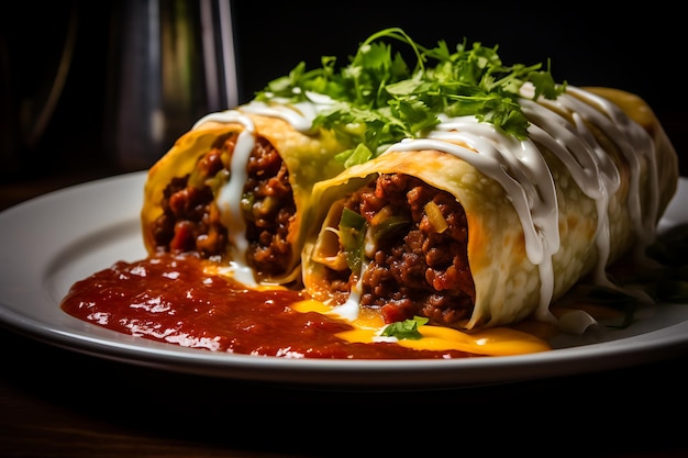 Chimichangas en un plato comida mexicana photo