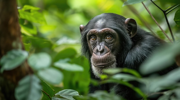 Foto el chimpancé en el bosque el chimpancés en el bosque protegido de kibale