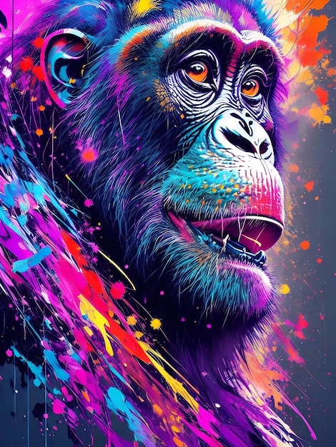 Un chimpancé colorido