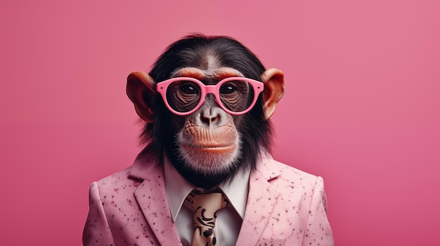 Chimpancé gracioso con gafas