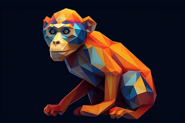 Chimpancé mono mono Low poly estilo animal ilustración generativa ai