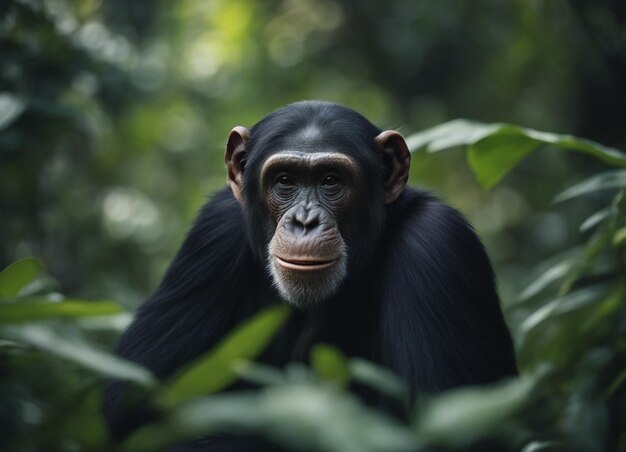 Foto un chimpancé negro