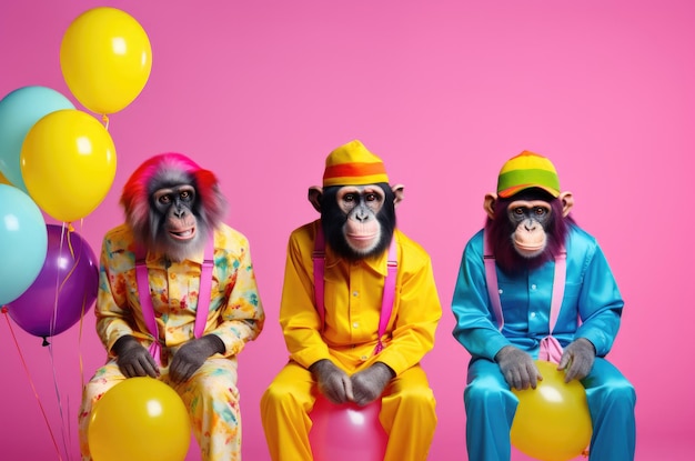 Foto chimpancé o mono concepto de animal gracioso y loco
