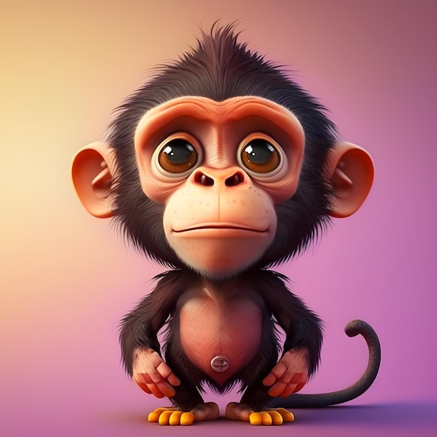 Chimpanzé super fofo renderizado no estilo de desenhos animados pixar generative ai