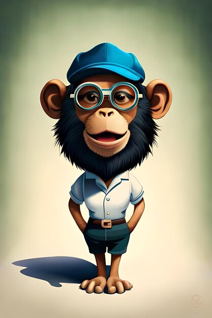 Foto chimpanzé vestindo trajes chapéus acessórios e óculos de sol para impressão em camiseta