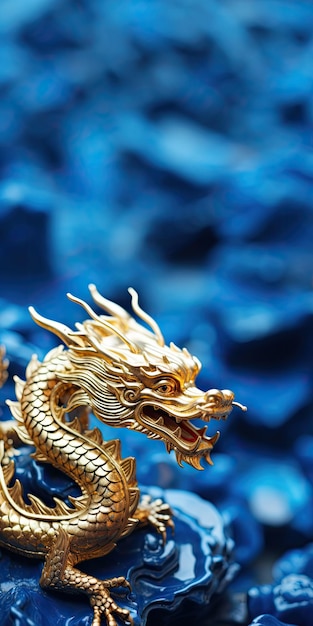 China Dragón Una decoración de oro y azul