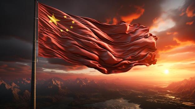 China-Flagge und Landesgebiet