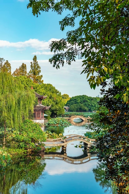 China Hangzhou West Lake Paisaje del jardín chino