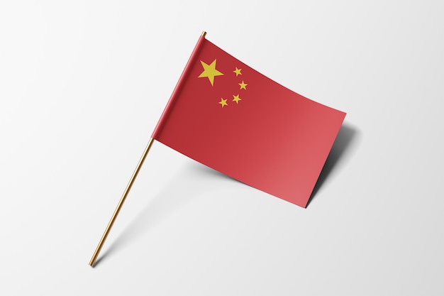 China kleine Papierflagge auf weißem Hintergrund