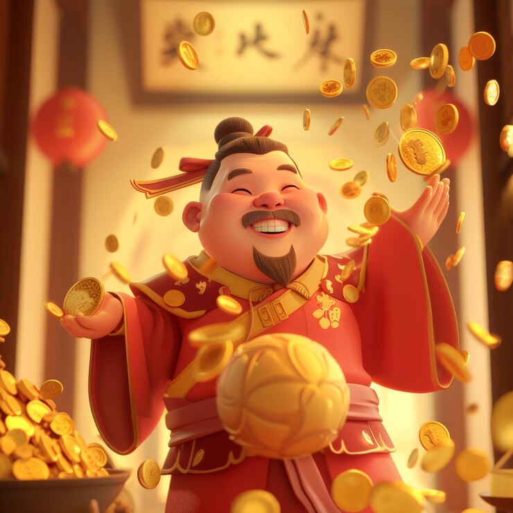 China mira hacia atrás en el dinero que han recaudado y están satisfechos rodeando el estilo de dibujos animados borroso