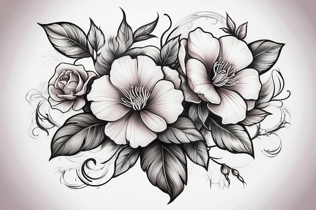 China Rose Tattoo Concept Desenho simbólico