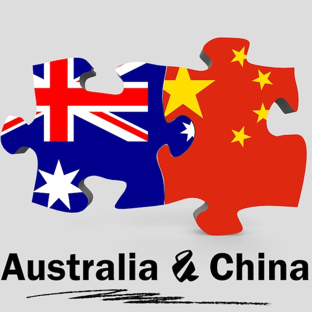 China- und Australien-Flaggen im Puzzle