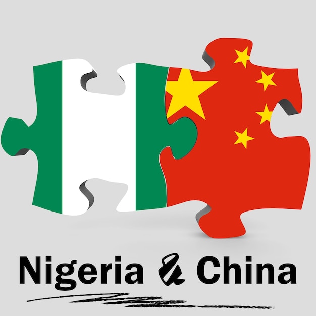 China- und Nigeria-Flaggen im Puzzle