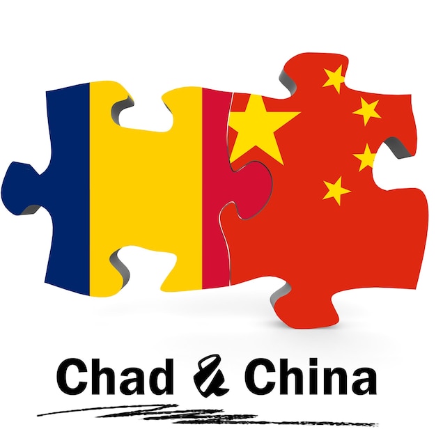 China- und Tschad-Flaggen im Puzzle