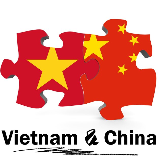 China- und Vietnam-Flaggen im Puzzle