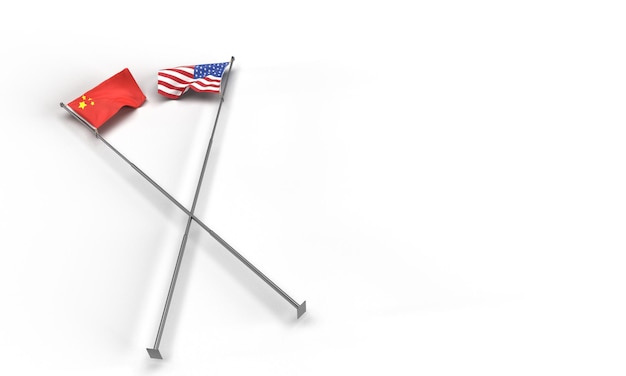 China ungebunden Staat von Amerika USA Flagge Land nationales Symbol Dekoration Ornament Konflikt Hindernis Geschäft Wirtschaft Regierung politisch Militär Krieg Flucht Beziehung Freiheit Macht globale Industrie