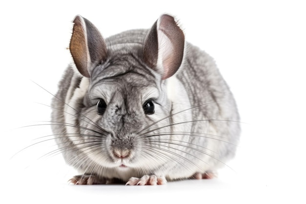 Chinchilla aislado sobre un fondo blanco.