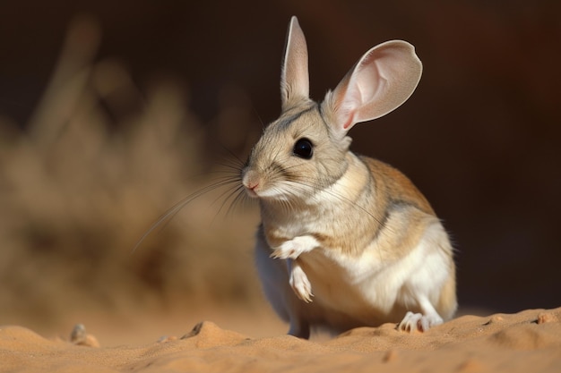 Una chinchilla en el desierto con un ojo morado.