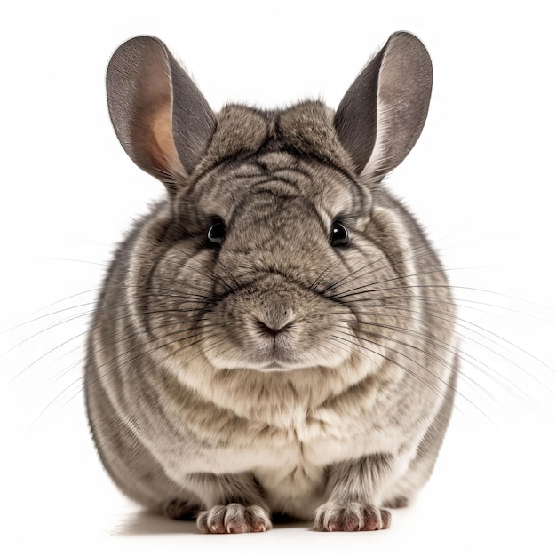 Una chinchilla con un fondo blanco