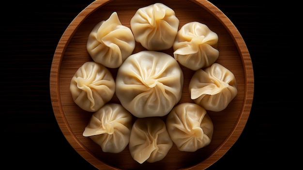 Chinês dumpling top view generative ai