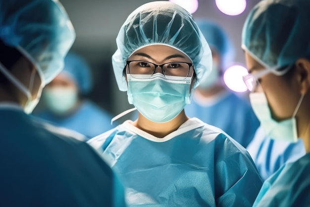 Foto chinesische chirurgin bereitet sich auf die operation vor