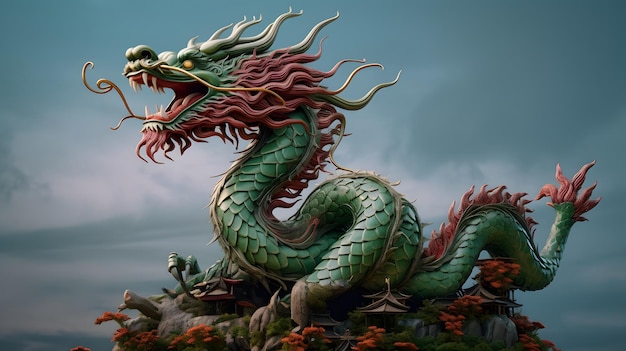 Chinesische Drachen-Illustration Generative KI