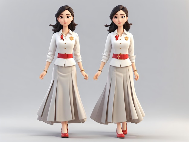 Chinesische Frau im 3D-Cartoon-Stil, erstellt mit generativer KI