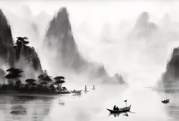 Chinesische Landschafts-Tuschemalerei