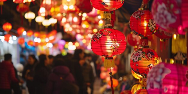 Chinesische Laternen des chinesischen Neujahrsfestes mit verschwommenem Hintergrund