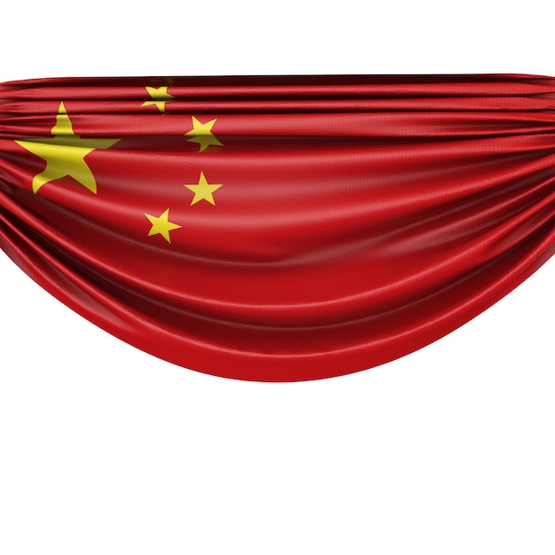 Chinesische Nationalflagge hängendes Stoffbanner 3D-Rendering