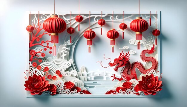 Chinesische Neujahrs-Papierschnitt-Illustration