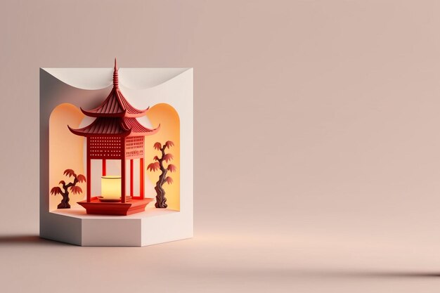 Chinesische Neujahrsdekoration 3D realistische Wiedergabe Pagode Hintergrund