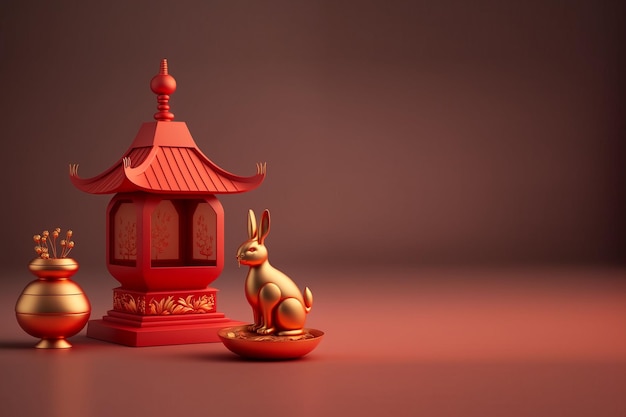 Chinesische Neujahrsdekoration 3D realistische Wiedergabe Pagode Hintergrund