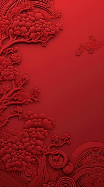 Chinesische Neujahrskarte mit dunkelrotem Hintergrund für Grußkarten und Tapeten