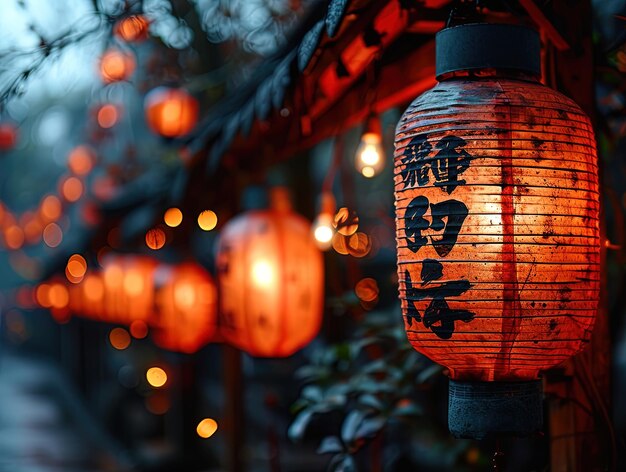 Chinesische Neujahrslampen im Chinatown-Gebiet Chinesisches Alphabet Daji dali auf Lantern bedeutet profitabel