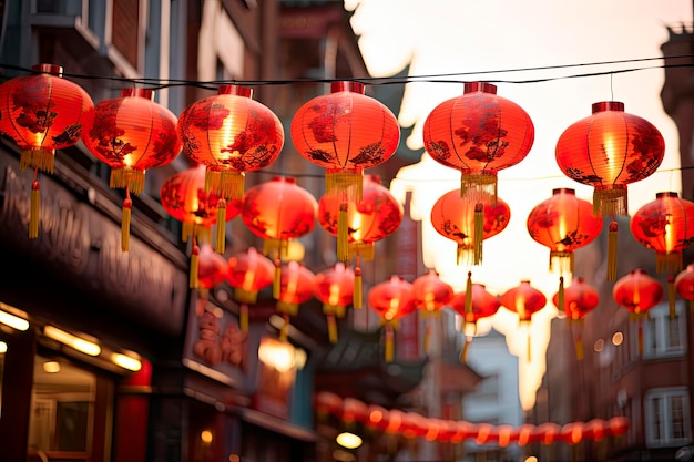 Chinesische Neujahrslaternen in China Town auf der Straße