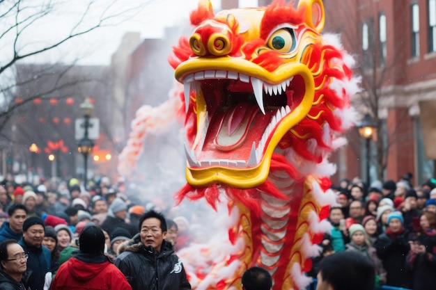 Chinesische Neujahrsparade mit einem Drachen