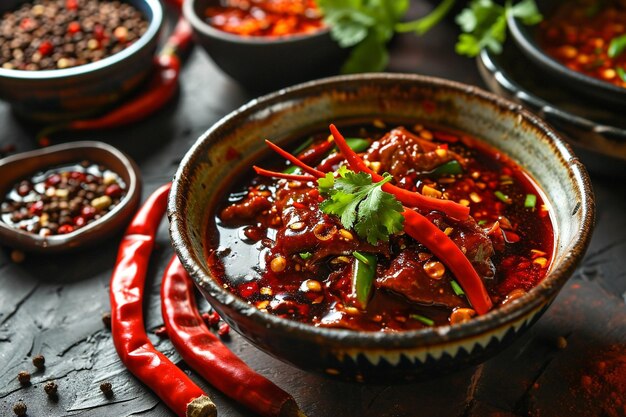 Foto chinesische sichuan-spezialitäten scharfes rindfleischfrosch