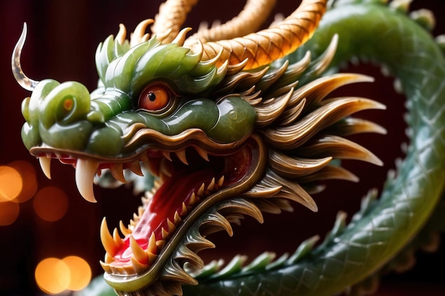 Foto chinesischer drache aus jade, einem edelstein, geschnitzt