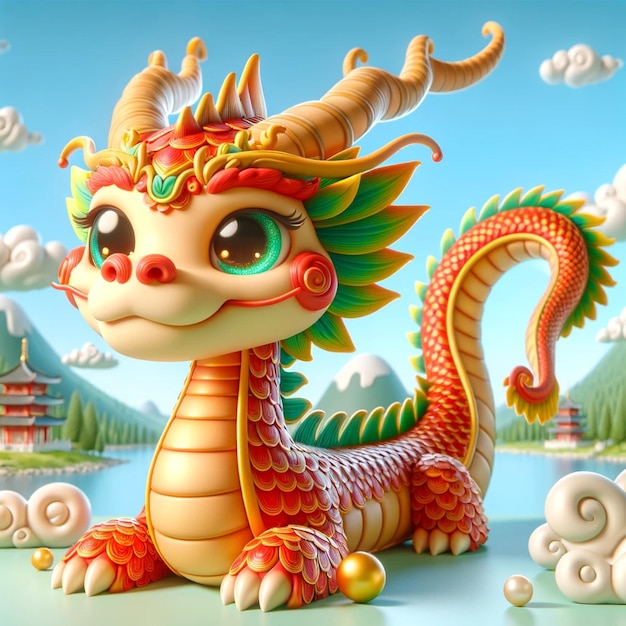 Chinesischer Drache Schöne Kinderfigur Mythische Kreatur