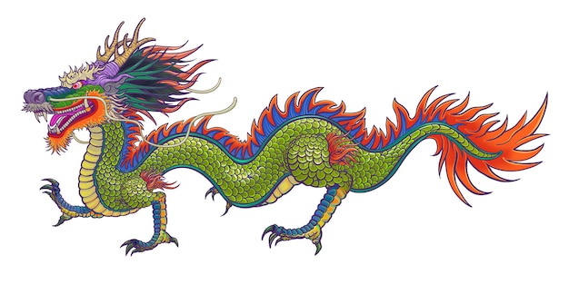 chinesischer Drachen png-Aufkleber traditionelle Tierillustration transparenter Hintergrund