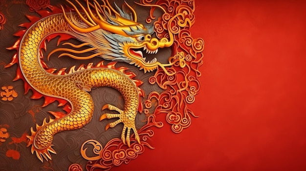 Chinesischer Neujahrshintergrund mit Drachen Illustration AI GenerativexA